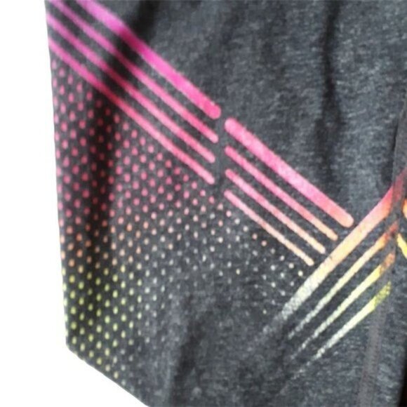Gap Fit Activewear Leggings Gray with Multi-Color Stripes Girls Small - Picture 3 of 7